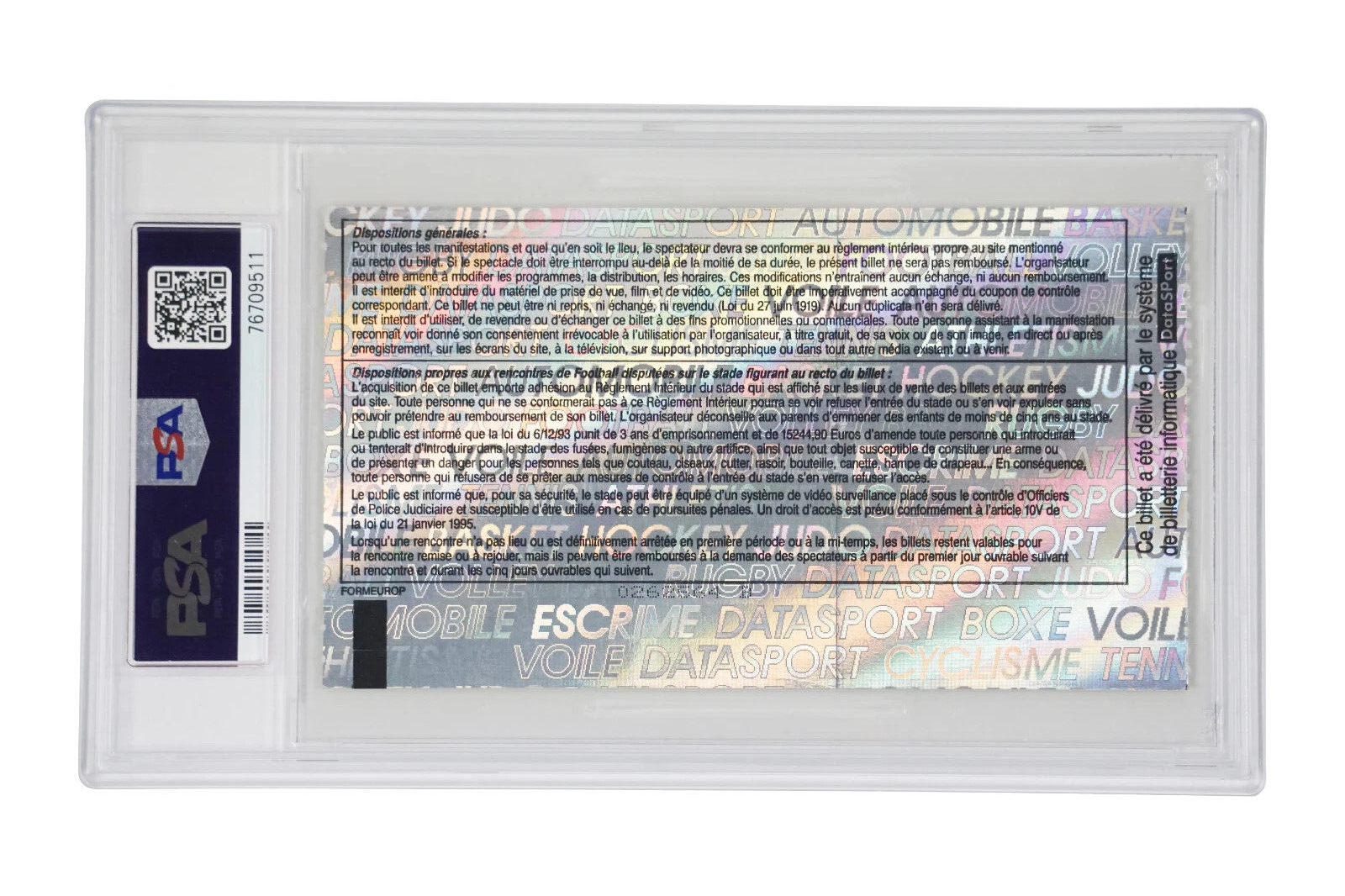 Karim Benzema Signed 2007 France Debut Ticket Inscribed France Debut – PSA 5